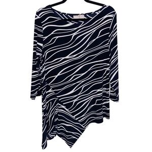 Chicos Top Womens Size 1 Medium (8-10) Asymmetrical Stretch Lagenlook Travelers